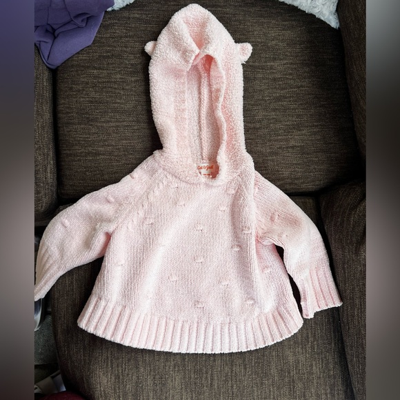 Cat and Jack Pink Hooded Baby Sweater 12-18 months - Picture 1 of 4